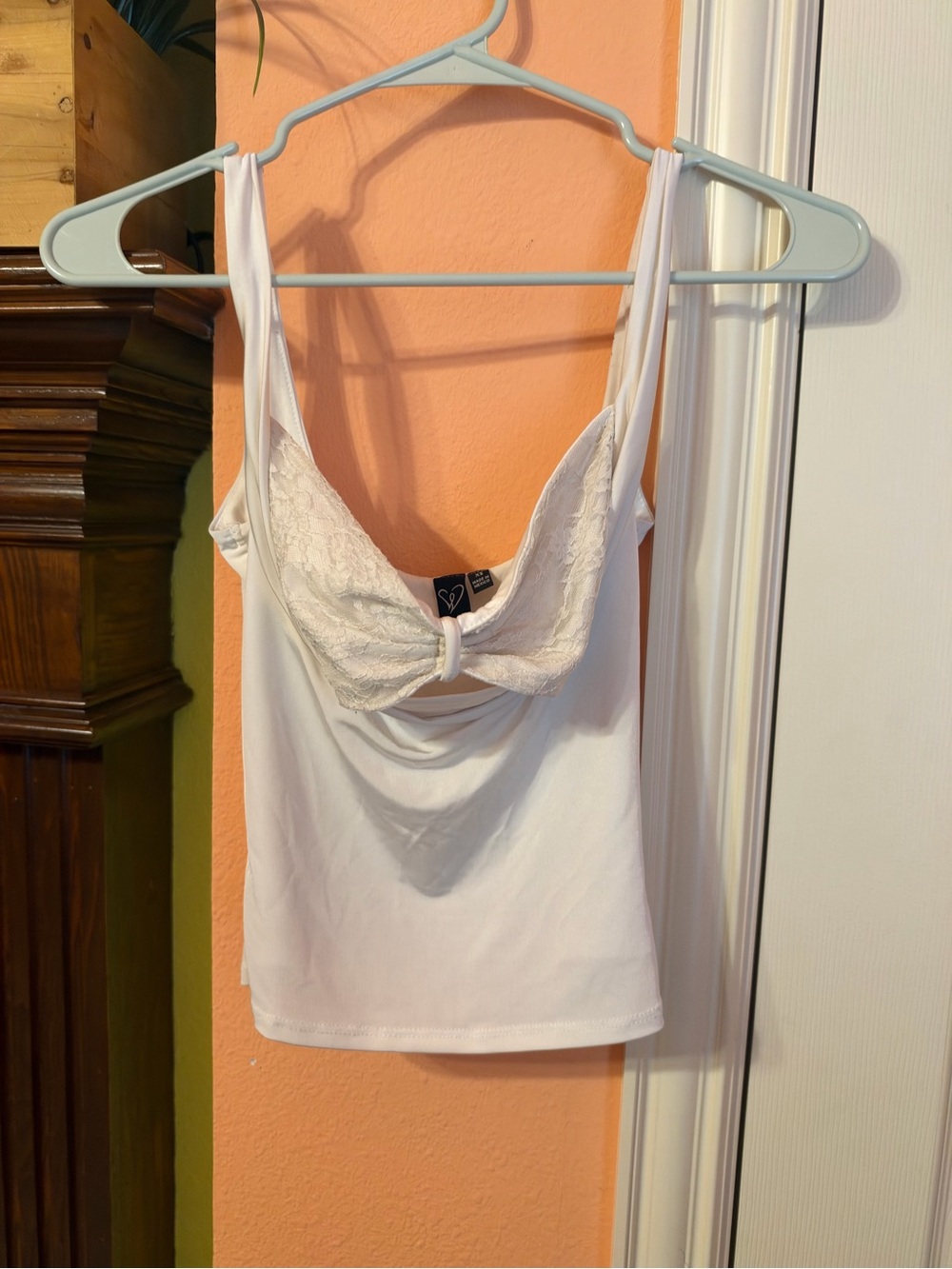 Windsor White Lace-Trim Knot Front Camisole